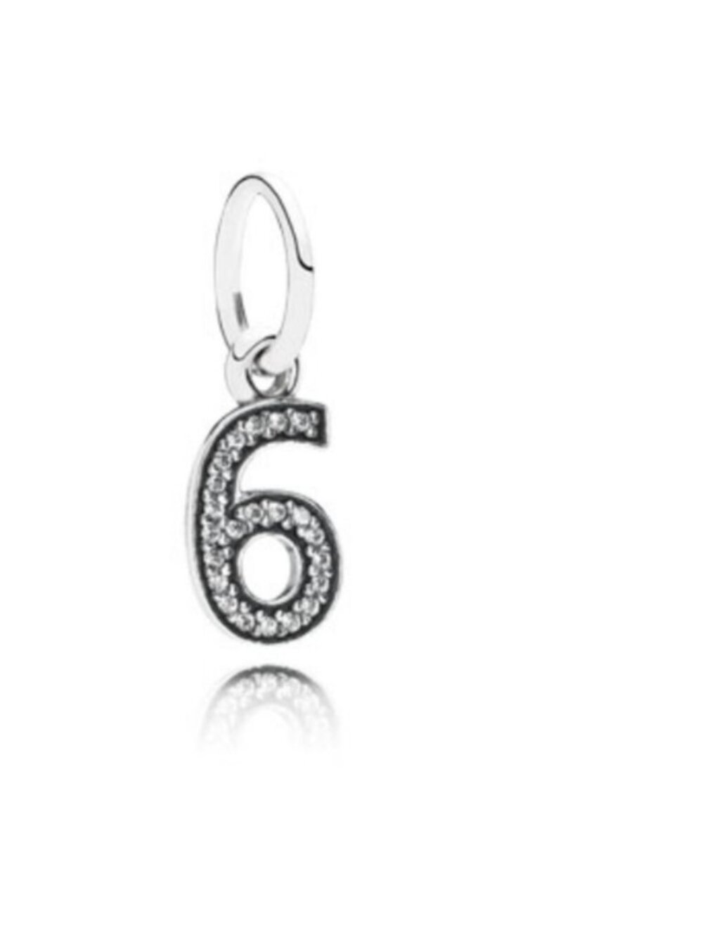 Pandora Retired Sterling Silver Number Six Dangle with Clear Zirconia - 791344CZ